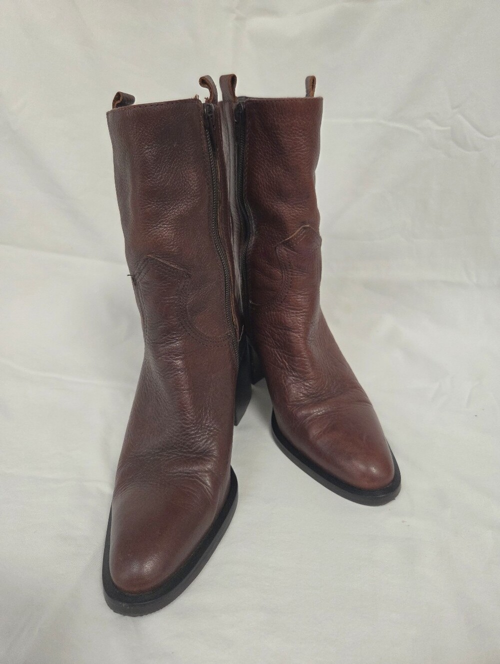 Vintage Nicole Force Brown Leather Western Boots 7 - Picture 3 of 16